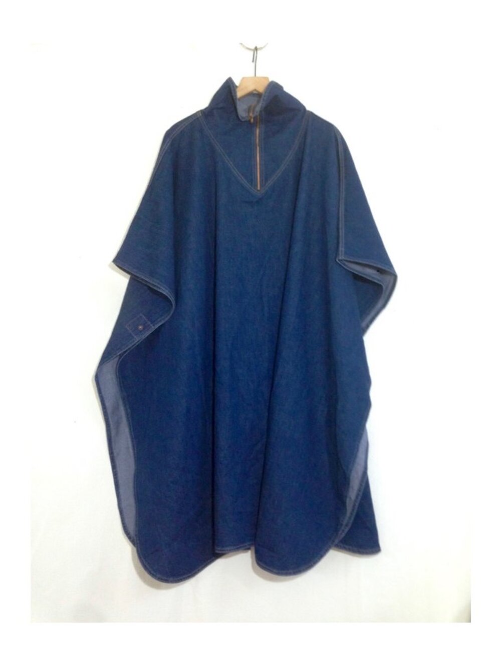 Rùadh High Collar Denim Poncho Sample - One Size - NWT